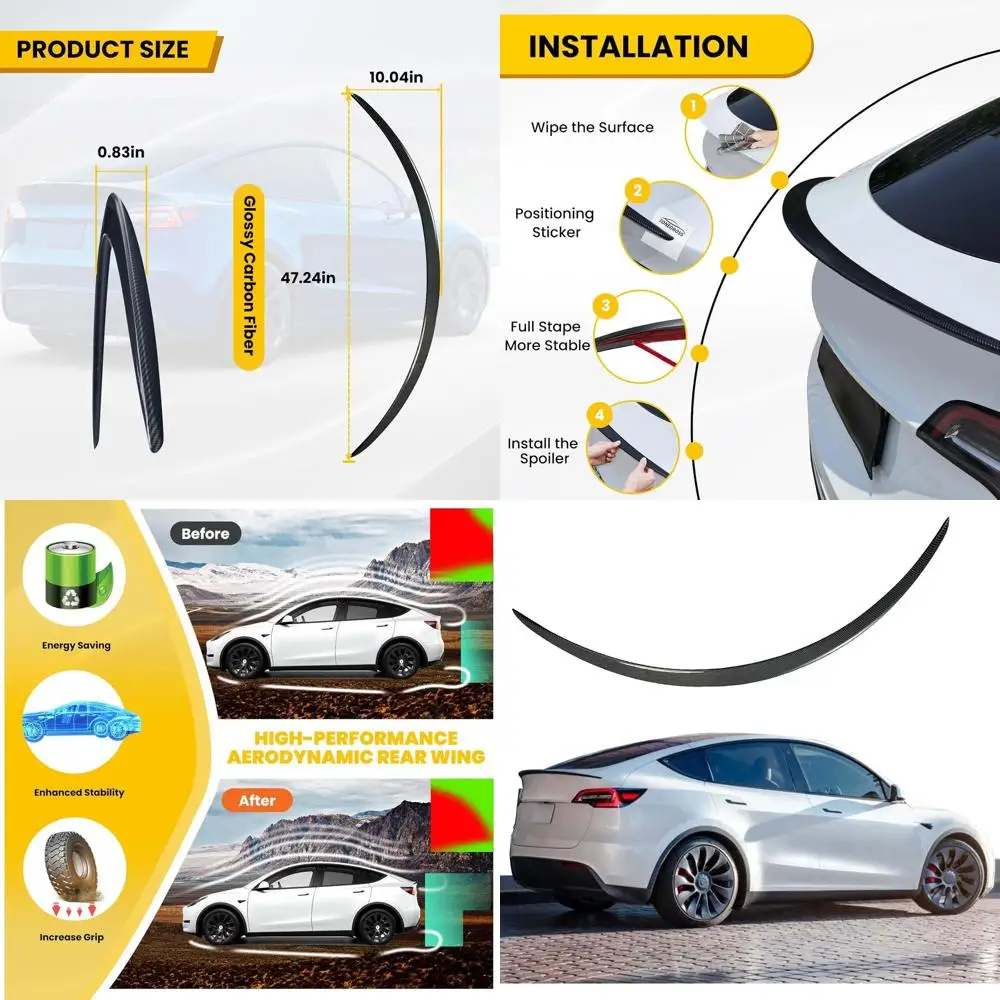 

Крыло спойлера подходит для Tesla Model Y 2020-2024 гг., задняя губа багажника, материал ABS, внешние аксессуары (глянцевое углеродное волокно)