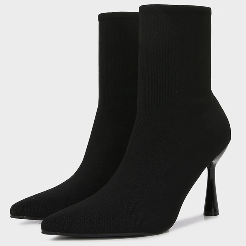 

Designer Stretch Ankle Boots Women Sexy Pointy Toe Thin High Heel Boots for Women Comfort Warm Elegant Winter Boots Botas Mujer