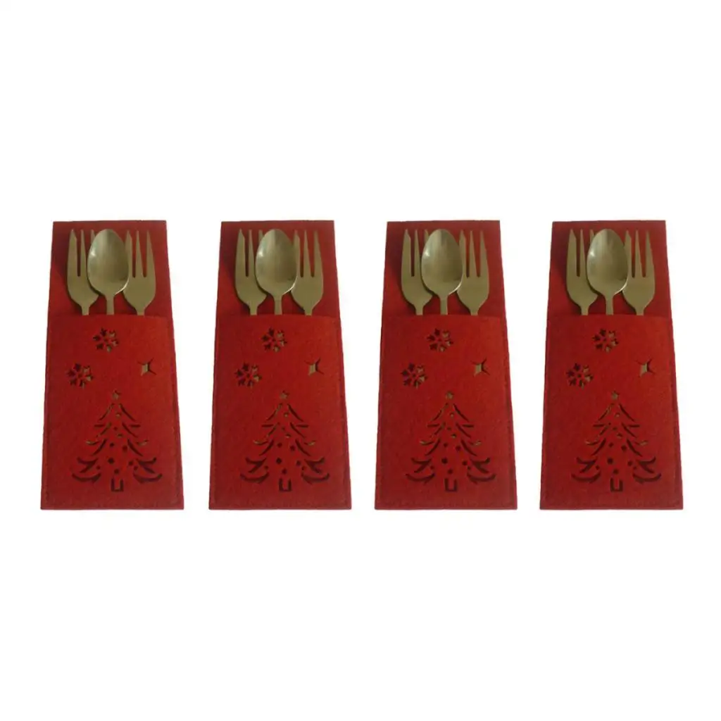4x Mini Christmas Cutlery Holder Cutlery Bag Cutlery Covers Table Decor