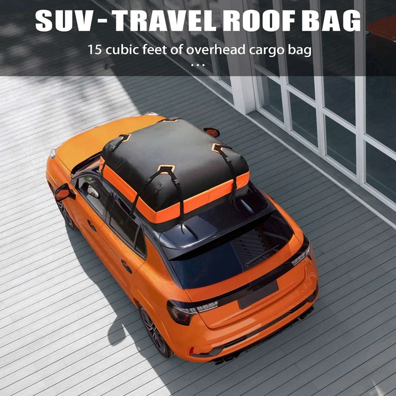 

15 Cubic Feet Car Roof Cargo Bag Travel Storage Luggage Bag With Anti Slip Mat 600D Waterproof Roof Carrier Bag