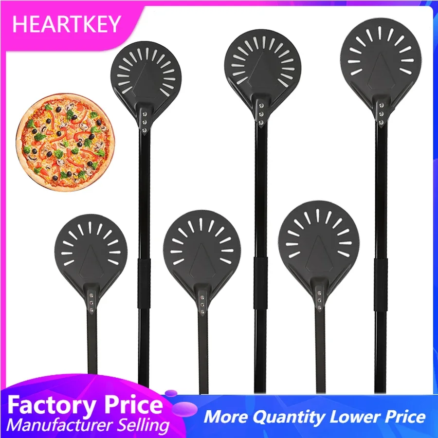 

Perforated Pizza Turning Peel Professional Long Metal Pizza Tool Round 8 Inch Pizza Turner with Adjustable Aluminum Handle