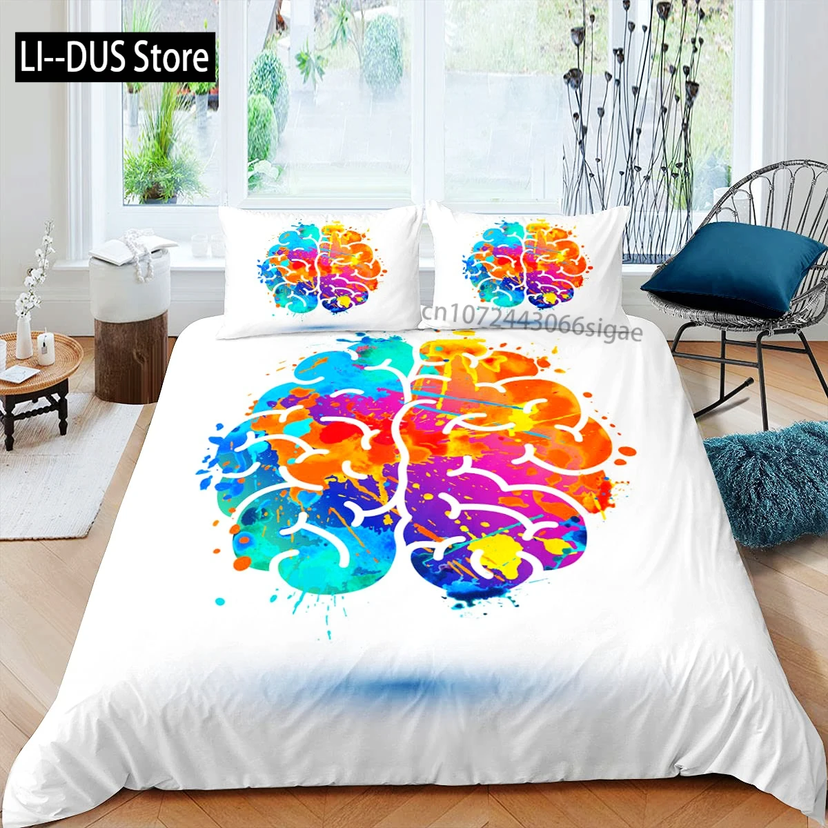 مجموعة غطاء لحاف الدماغ البشري لصبي الطفل الطلاب ستوكات الموسيقى الفن غطاء لحاف ديكور الرياضيات العلوم موضوع طقم سرير