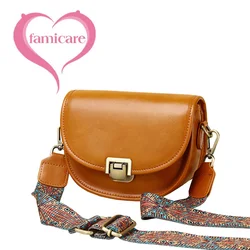 Female Half Round Saddle Bag Women Genuine Leather Messenger Bags Lady's Solid Color Vegetable Tanned Leather Shoulder Bag 2023