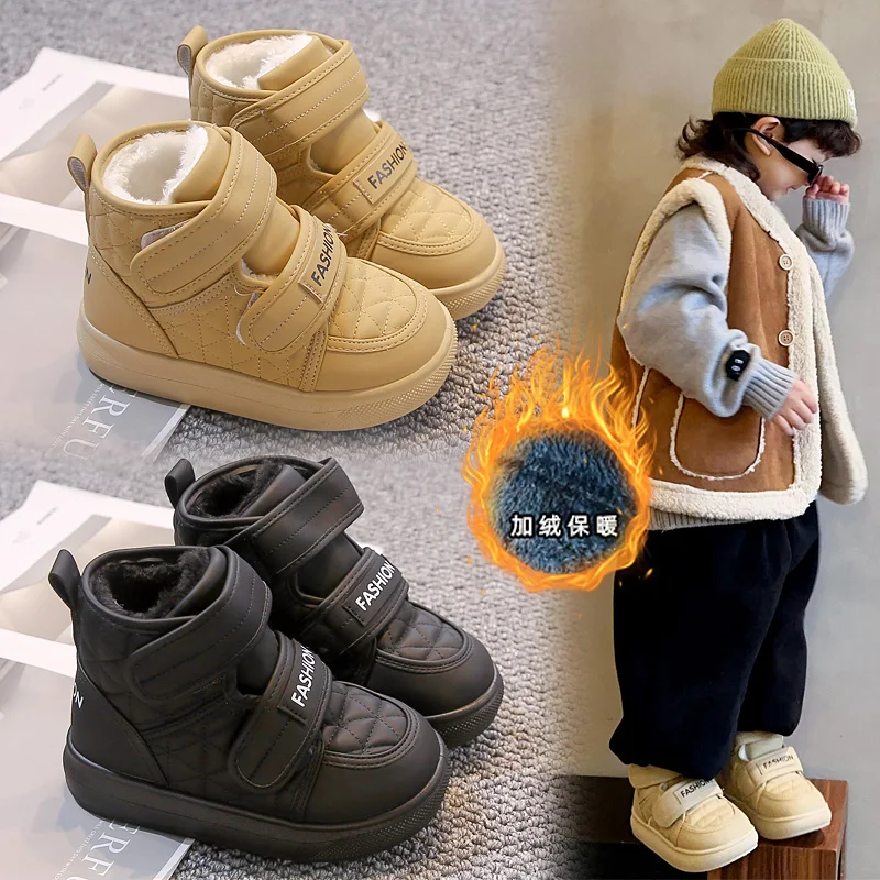 

Children's snow boots 2025 Winter new waterproof plush thickened children's cotton boots Girls short boots