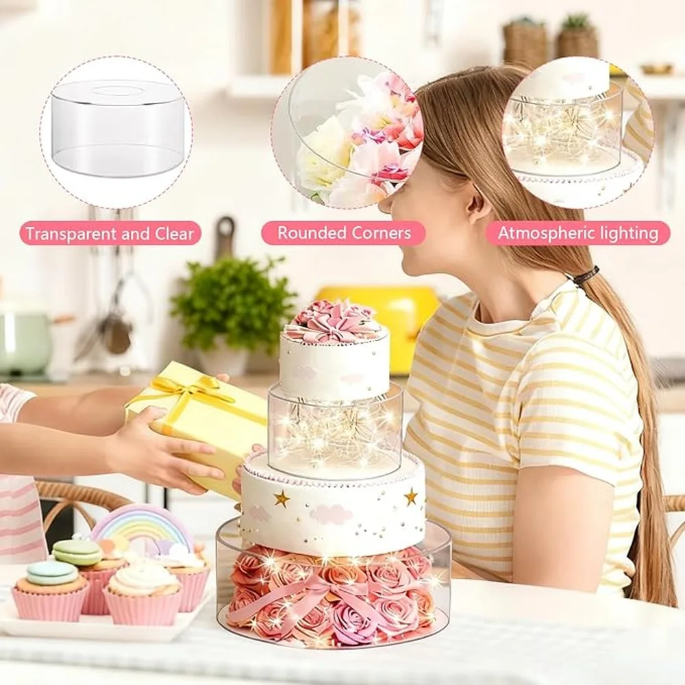 Clear Cake Stand Featuring Transparent Beautifully Display Cakes On 2 Tier Cake Stand