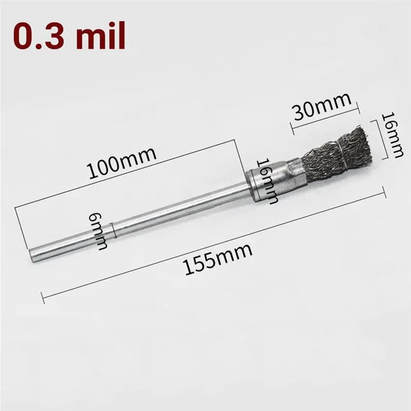 ABUG-Shank Wire End Brush 5Pcs, 0.3Mm Steel Pen Shape Brushes For Power Rotary Tools, Rust Removal, Deburring Cleaning