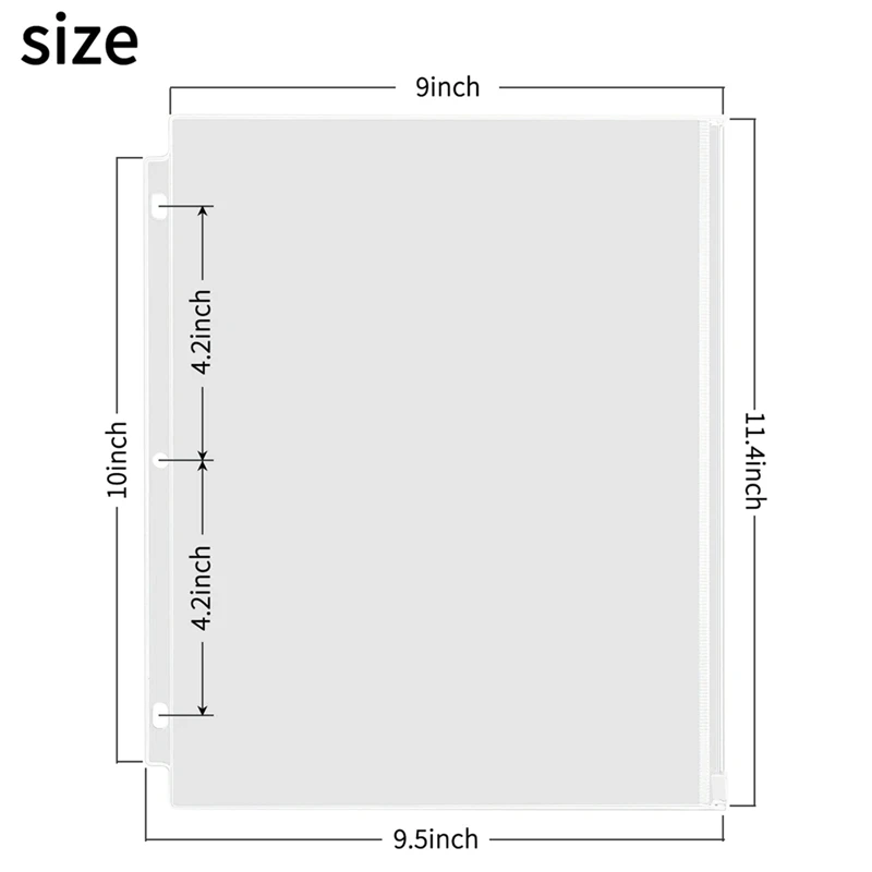 Sacs de Rangement de Documents en Poudre pour Reliure à 3 Anneaux, Pochettes de 11,4x9,4 Pouces, 12 Pièces