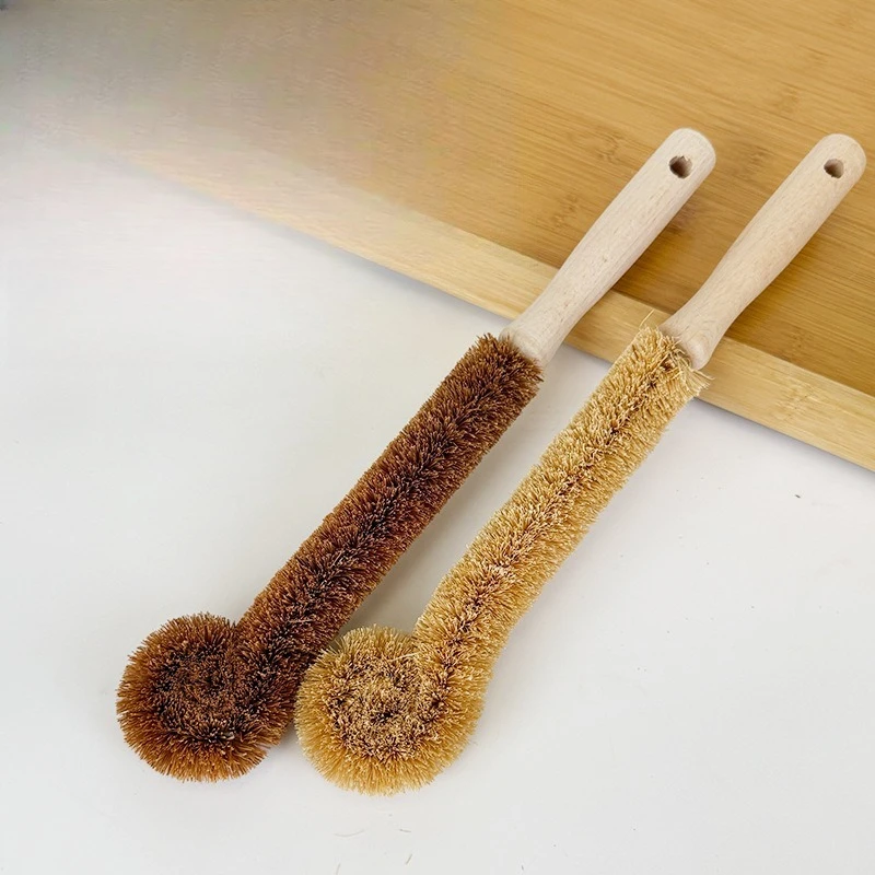 

LMM household no dead ends long handle coconut palm bottle thermos cup vase extended cleaning brush