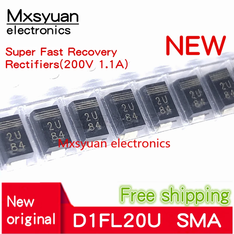 50pcs 100pcs/LOT D1FL20U SMA DO-214AC New original Super Fast Recovery Rectifiers(200V 1.1A)