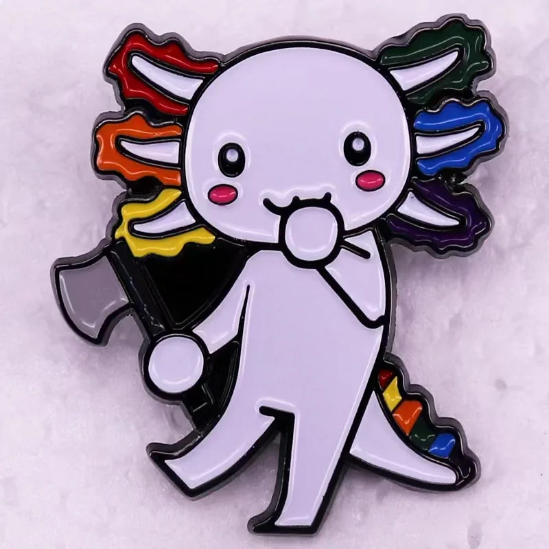 Cartoon Cute Axolotl Enamel Pin Kawaii Cute Animal Badge Brooch Student School Bag Pin Unique Jewelry Accessories Gift