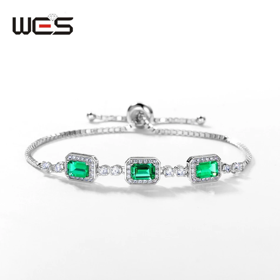 WES 925 Sterling Silver 4*6mm Lab Created Emerald Jewelry Set For Women Birthstone Valentine Wedding Gifts Wholesale Certified