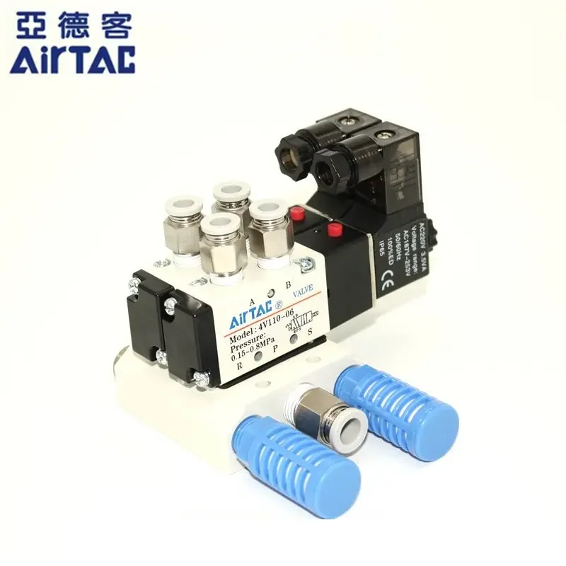 AIRTAC-4v210-08 Zawór elektromagnetyczny 220v Dwupozycyjny pięciodrogowy zawór zwrotny 24v Cewka Cylinder