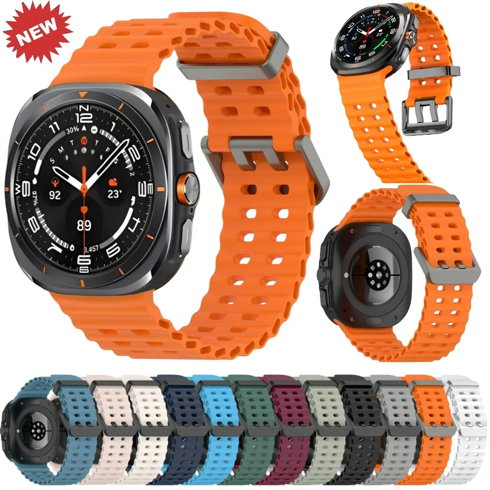 

Ocean Silicone Strap for Samsung Galaxy Watch Ultra 47mm Original Watchband Correa for Galaxy Watch 7 Ultra 47mm Sport Wristband