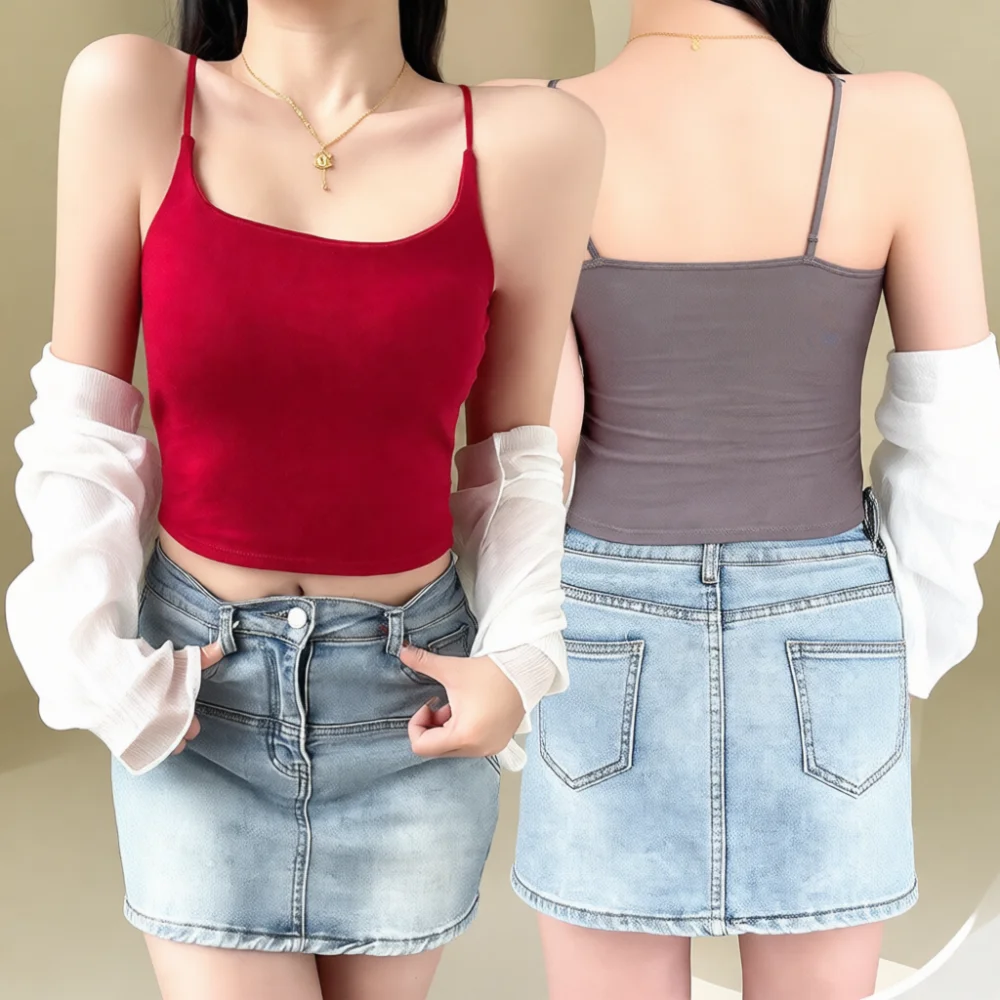 Breathable Women Padded Camisole Cotton Tank Top Summer Underwear Female Wireless Basic Daily Style Sleeveless Vest