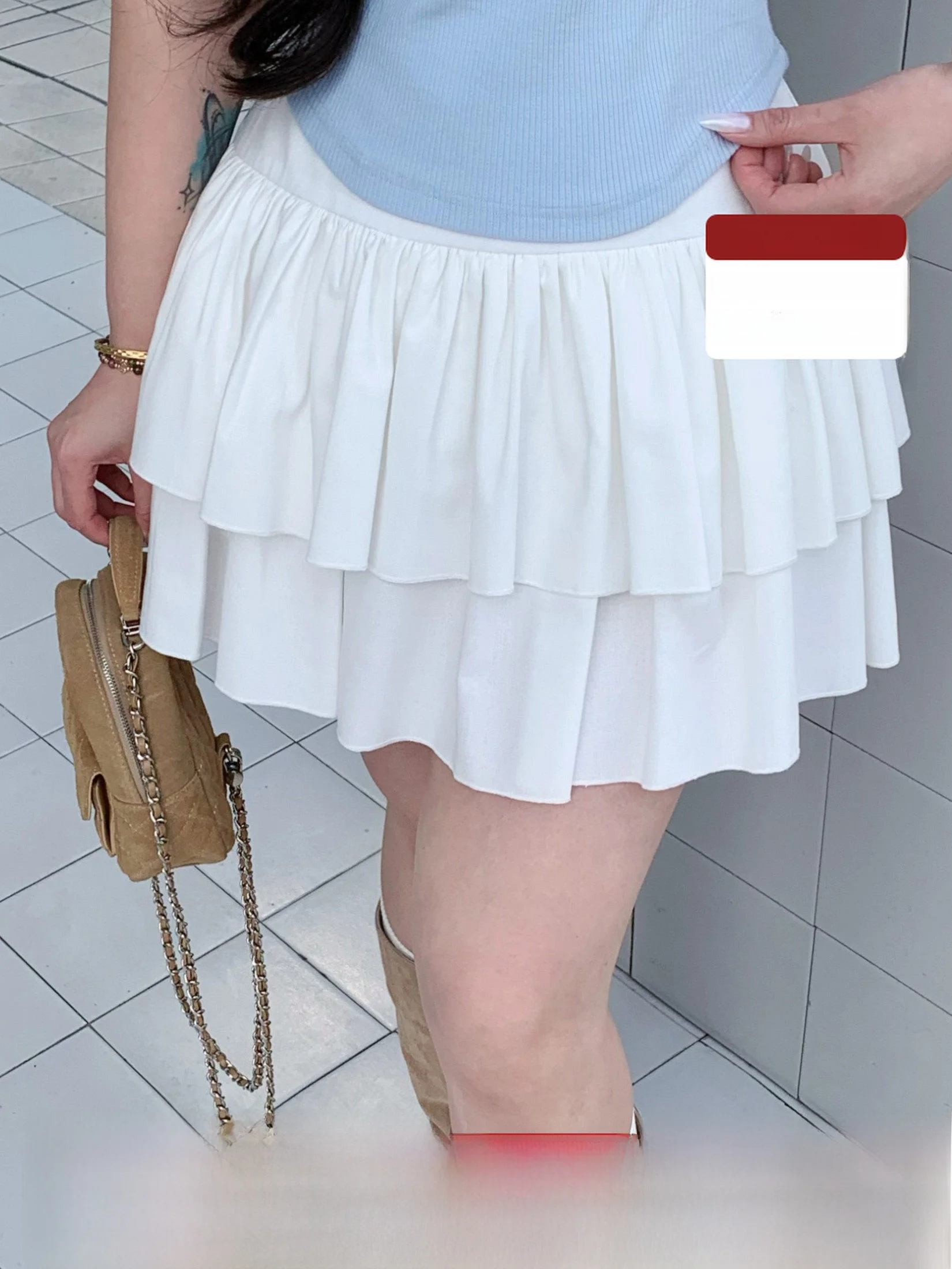 

High Waist Half Skirt Women's Puffy Sleeve Cake Skirt Summer Slim Fit Casual Style Soft Girl Short Skirt Polyester Blend