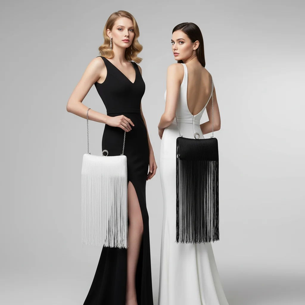 

Tassels Clutch Bag Diamonds Buckle Wedding Party Clutch Purse Fashion Polyester Easy Matching Shoulder Crossbody Purse