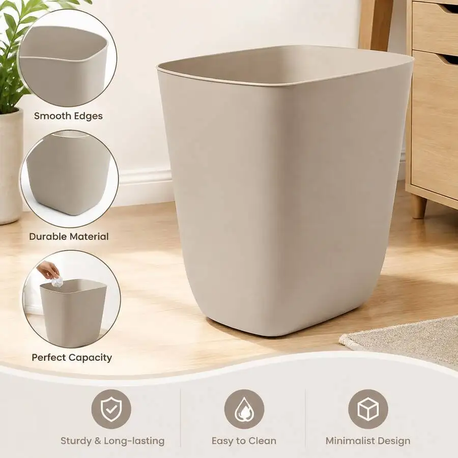 Minimalist Square Open Top Basket, Matte Plastic Waste Bin, Lightweight Simple Trash Can For Bedroom Office Bathroom Desk Home S