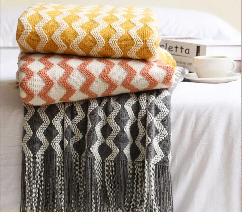 

127x172CM Knitted Sofa Cover Blanket Bed Tail Towel Blankets Summer Office Air Conditioning Blanket Nap Blankets Wholesale