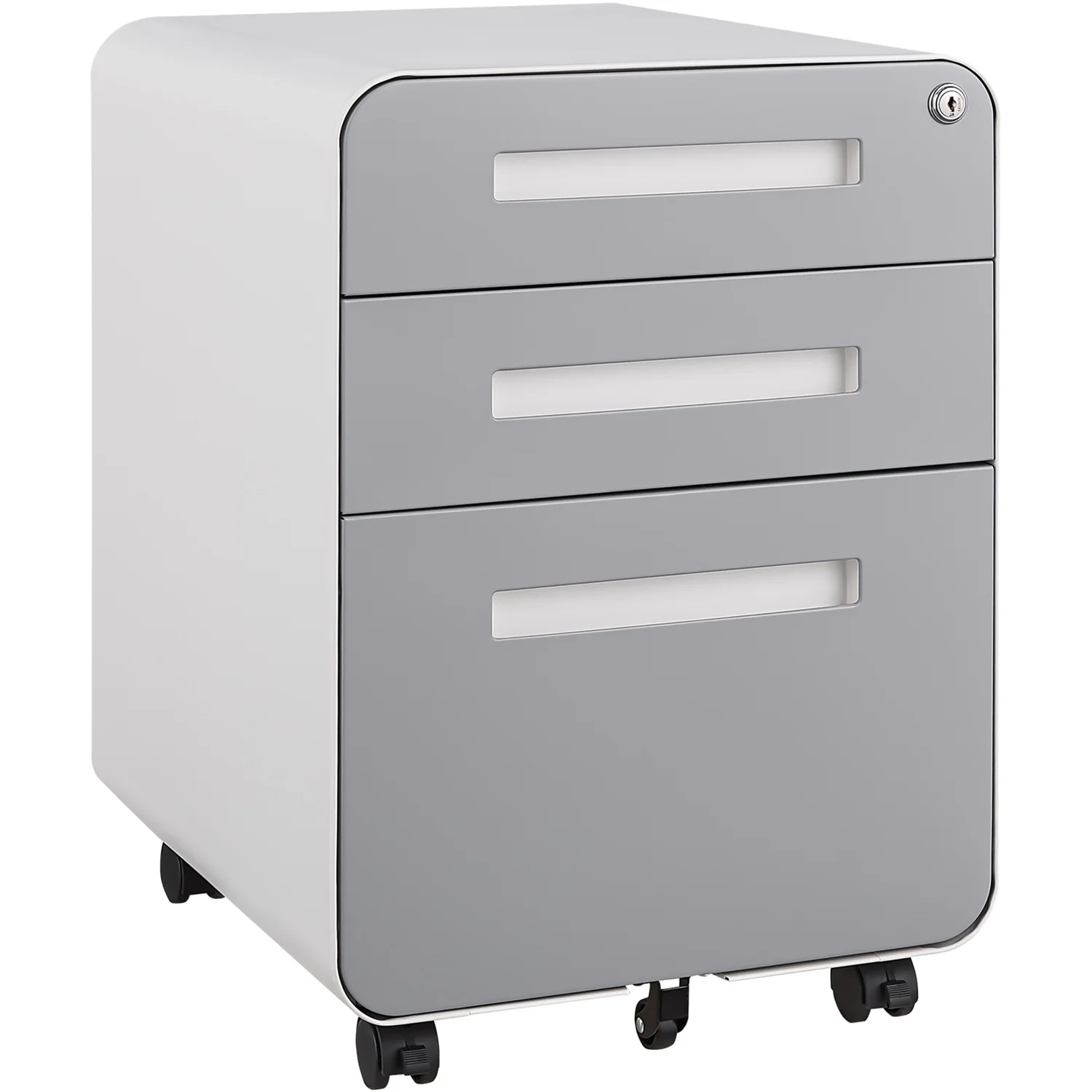 

3 Drawer Mobile File Cabinet for Under Desk Office, Legal/Letter/A4 Files, Anti-Tilting Design, Cold Rolled Steel, Waterproof, B