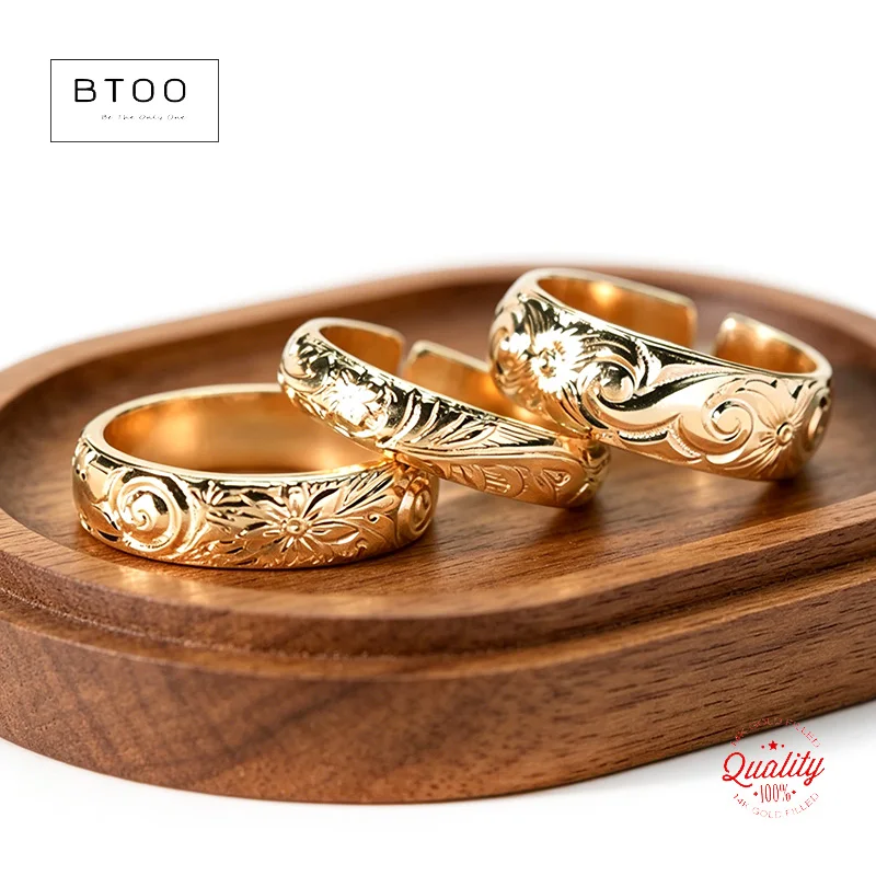 

Регулируемое открытое кольцо с цветком из позолоченного золота 14K, летнее пляжное украшение, изысканные ювелирные изделия, доступно в 3 дизайнах.