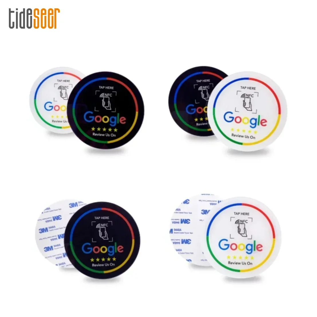 

50pcs Acrylic NFC Table Sticker Round 10CM Diameter Google Reviews NFC Sticker 13.56MHz Programmable with Self-adhesive