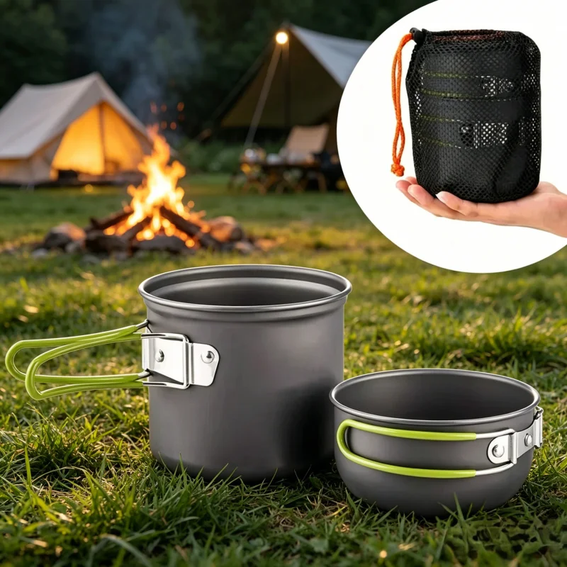 Ultralight Camping Pot Set Outdoor Cookware Mess Kit Portable Tableware for Hiking Trekking Picnic Fishing Camping Gear