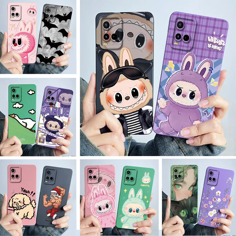 For vivo Y33S Case Vivo Y21 Y21A Y21e Y21T Y21S Y33T Phone Case V2140 V2135 V2110 V2111 V2109 Cartoon Cute Labubu Back Cover