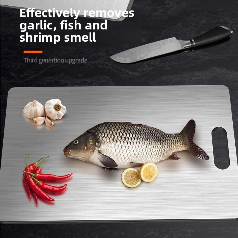 Stainless Steel Cutting Board Anti Mold Deodorizing Thickened Double Sided for Kitchen Household Rolling