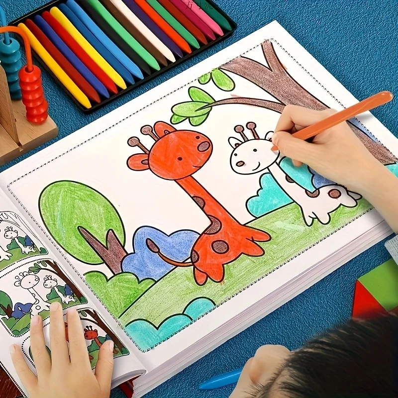 Libro para colorear de animales para principiantes, pintura de garabatos de aprendizaje, libro de actividades artísticas educativas, desarrollo de creatividad, páginas para colorear, 1 ud.