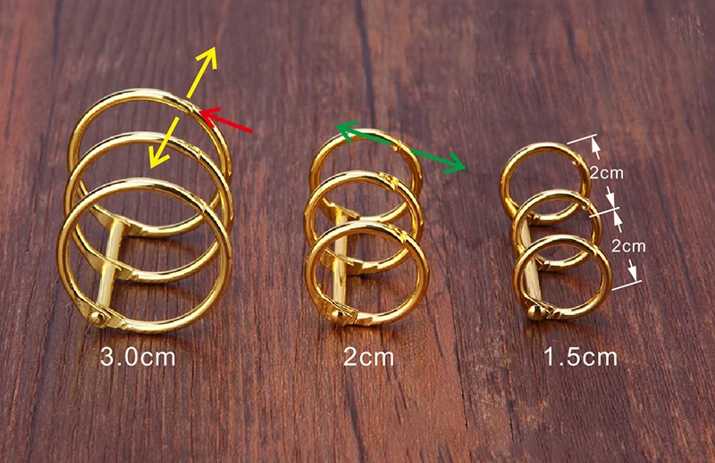 2 Stück Ringbinder-Clips, abnehmbare Schnalle, lose Blätter, 3 Ringe, Metall-Bindungsclips, Büro- und Schulbedarf – Detail 3