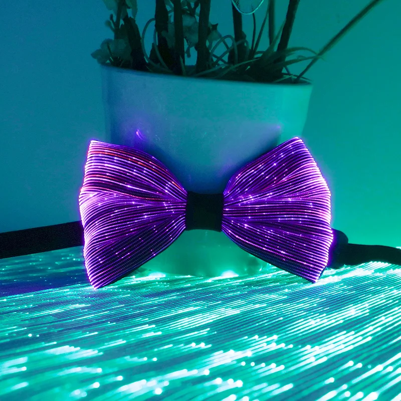 LumisonMiMusic Festival LED Light Up aught, Glow in the Dark, Rechargeable Shoous Ties, Club Party Chang Wedding Bow