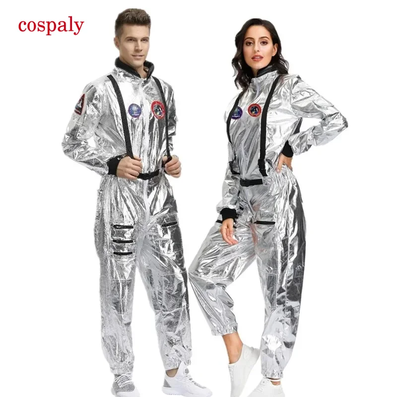 A 2019 New Arrival Adult Astronaut Space Jumpsuit Halloween Cosplay Party Pilots Couple Costume