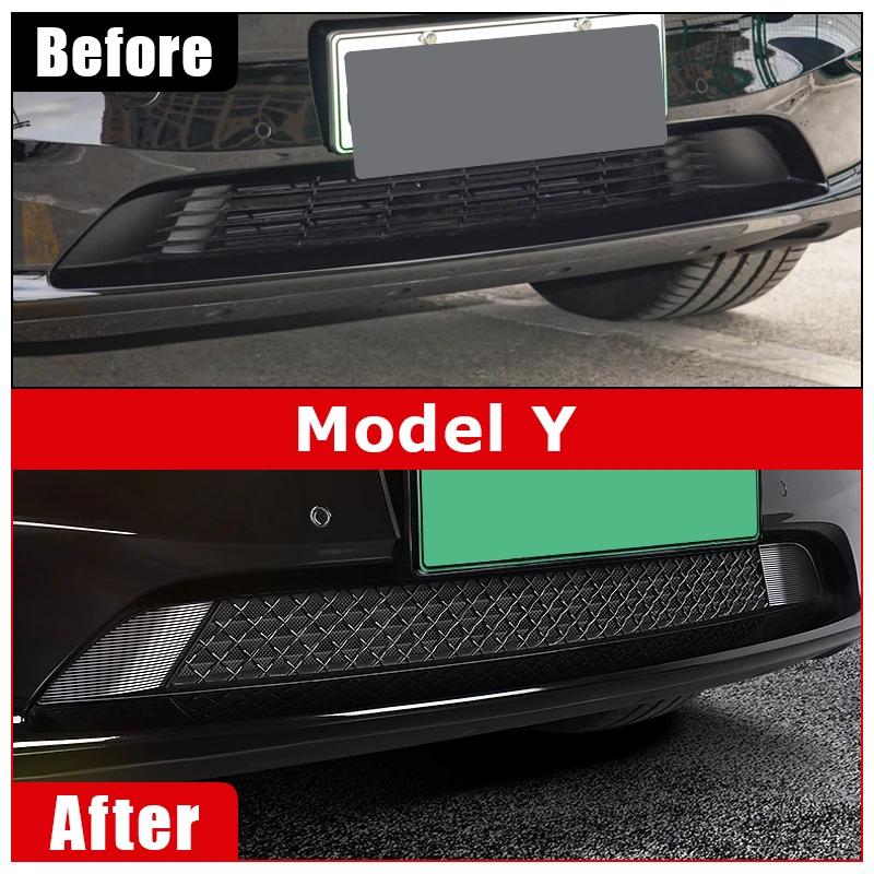 For Tesla Model 3 Y 2021 2022 2023 ABS Car Styling Front Bottom Middle Net Decoration Front Grille Trim Garnish Cover Stickers