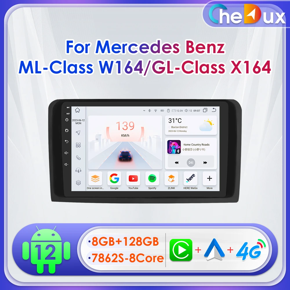 

Chedux 2Din 9inch Android Auto Car Radio for Mercedes Benz X164 GL Class ML W164 ML500 DSP RDS BT 4G CarPlay UI7862 Multimedia