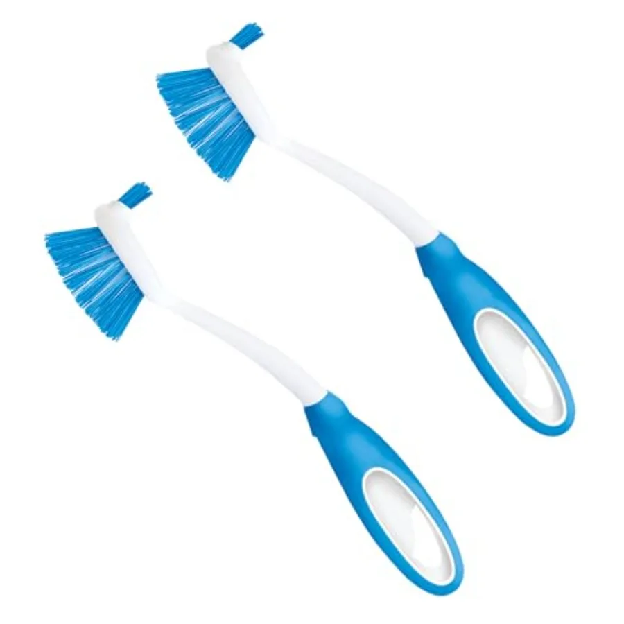 

Щетка для мытья посуды для кухни, упаковка из 2 шт., скребок для еды со жесткой щетиной, удобная нескользящая ручка, безопасная для с антипригарным покрытием C