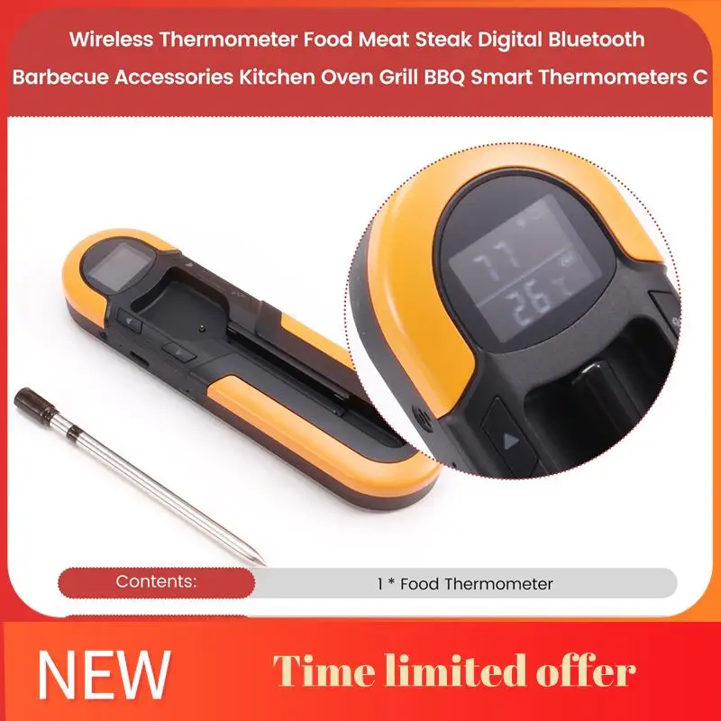 

ABRN-Wireless Thermometer Food Meat Steak Digital Bluetooth Barbecue Accessories Kitchen Oven Grill BBQ Smart Thermometers