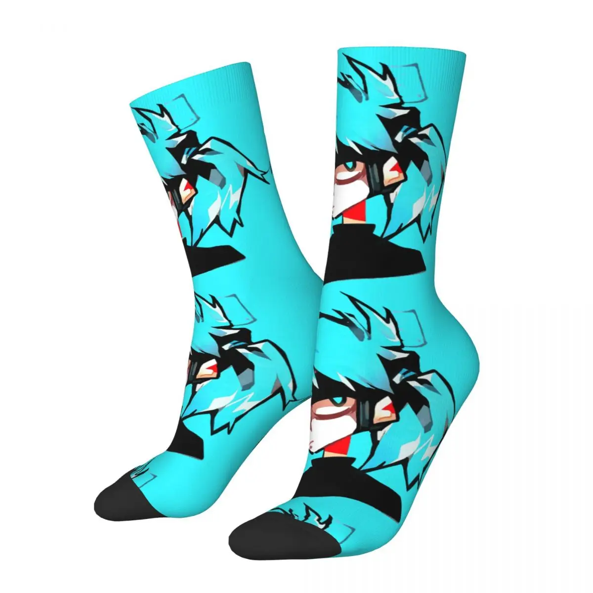 Funny Crazy Sock for Men Cool Hip Hop Vintage Sally Face Game Happy Seamless Pattern Printed Boys Crew compression Sock