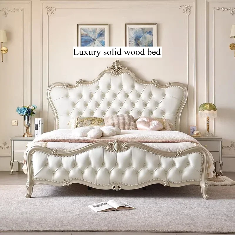 

Nordic Wood Bed Frames Queen Upholstered Bag Two Persons Bed Sleeping Home Camas De Matrimonio Dormitorio House Accessories