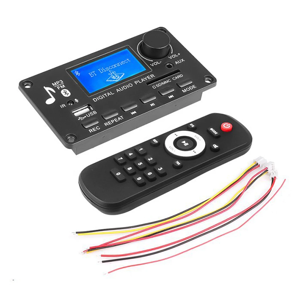 

MP3 WAV Decoder Amplifier MP3 Player Bluetooth 5.0 Decoder Board Car FM Radio Module Support TF USB AUX 3.5 WAV Call Recording