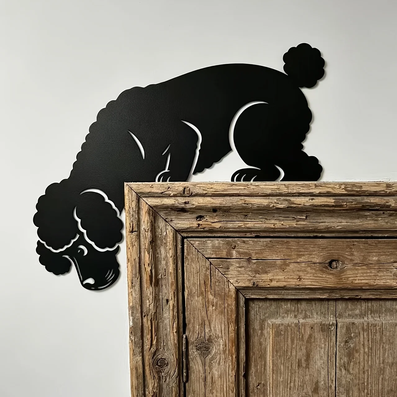 CIFBUY Poodle Metal Wall Art Iron Curious Dog Decor for Home Living Room Bedroom Gift Cute Rustic Vintage Wall Decor