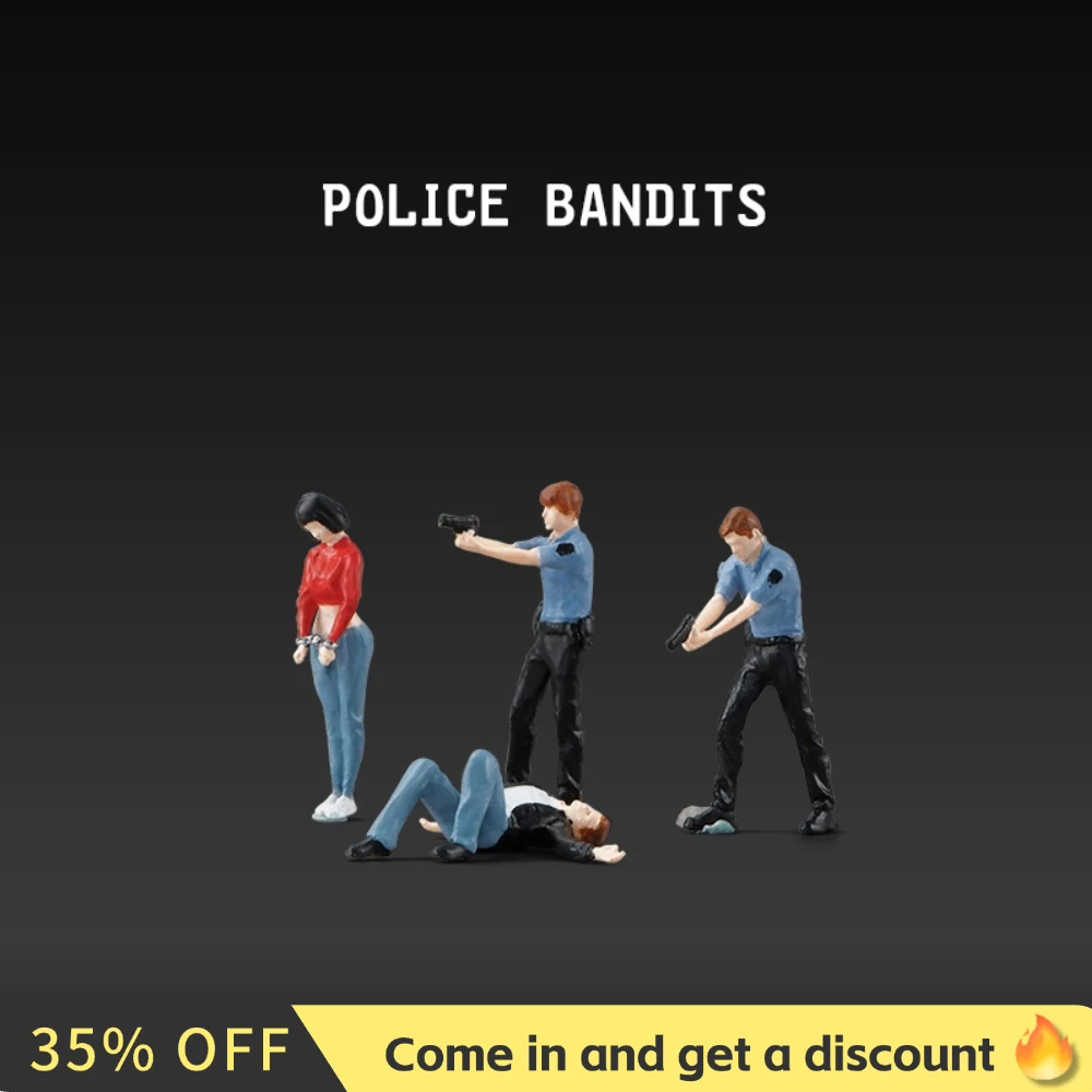 Kicarmod 1/64 Scale Model Figurine Collectible Doll  Policeman Caught Thief Exquisite Figure for Fans in Scale Diecast Model Car