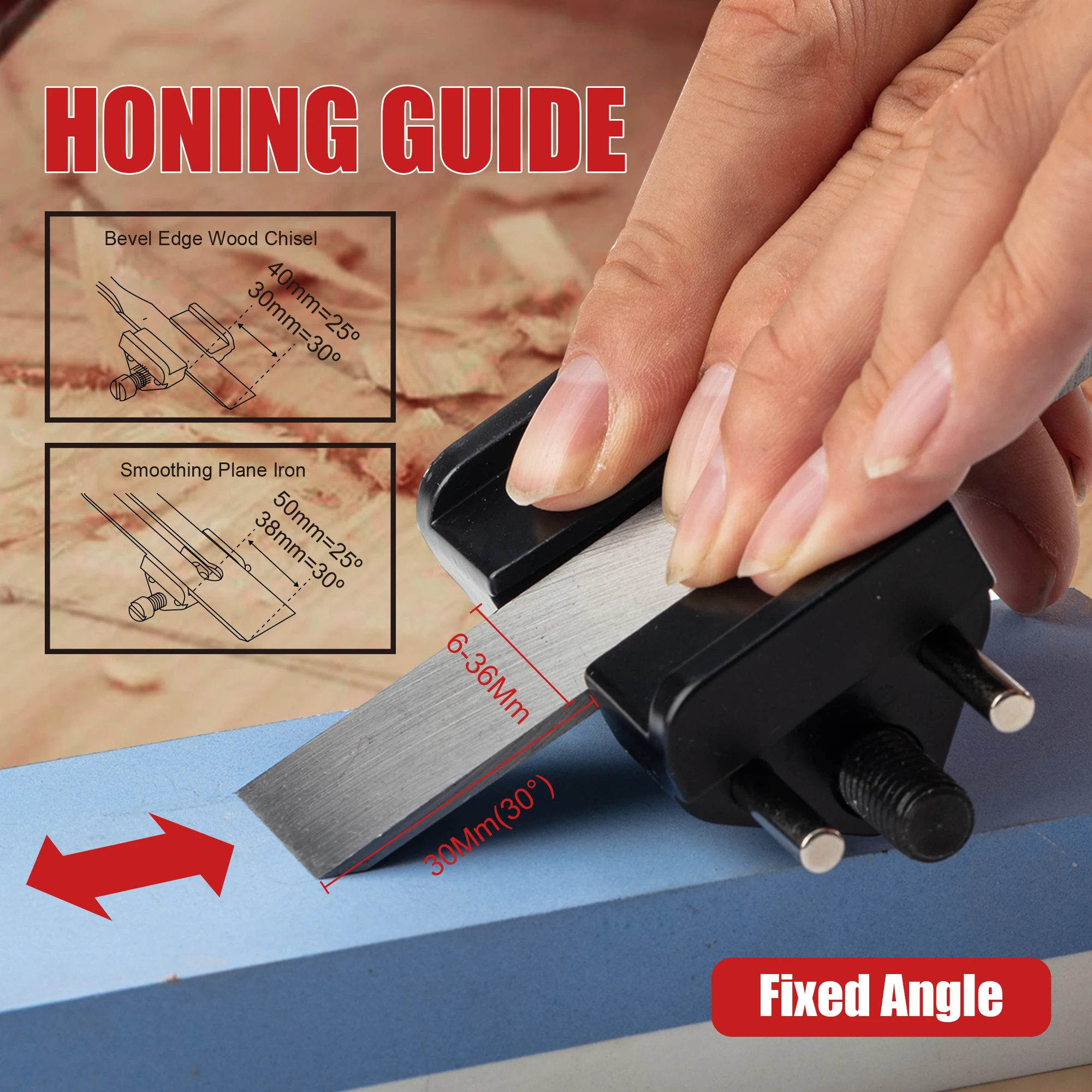 

EZARC Honing Angle Guide Sharpener for Wood Chisel 1/4"-2" & Plane Blade 1-3/8"-3-1/8" Universal Adjustable Sharpening Guide Jig