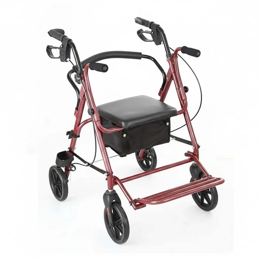 

Роллатор-ходунки, стальная транспортная коляска, грузоподъемность 110 кг, складной роллатор, средство для ходьбы для пожилых людей, реабилитационное средство для поддержания мобильности
