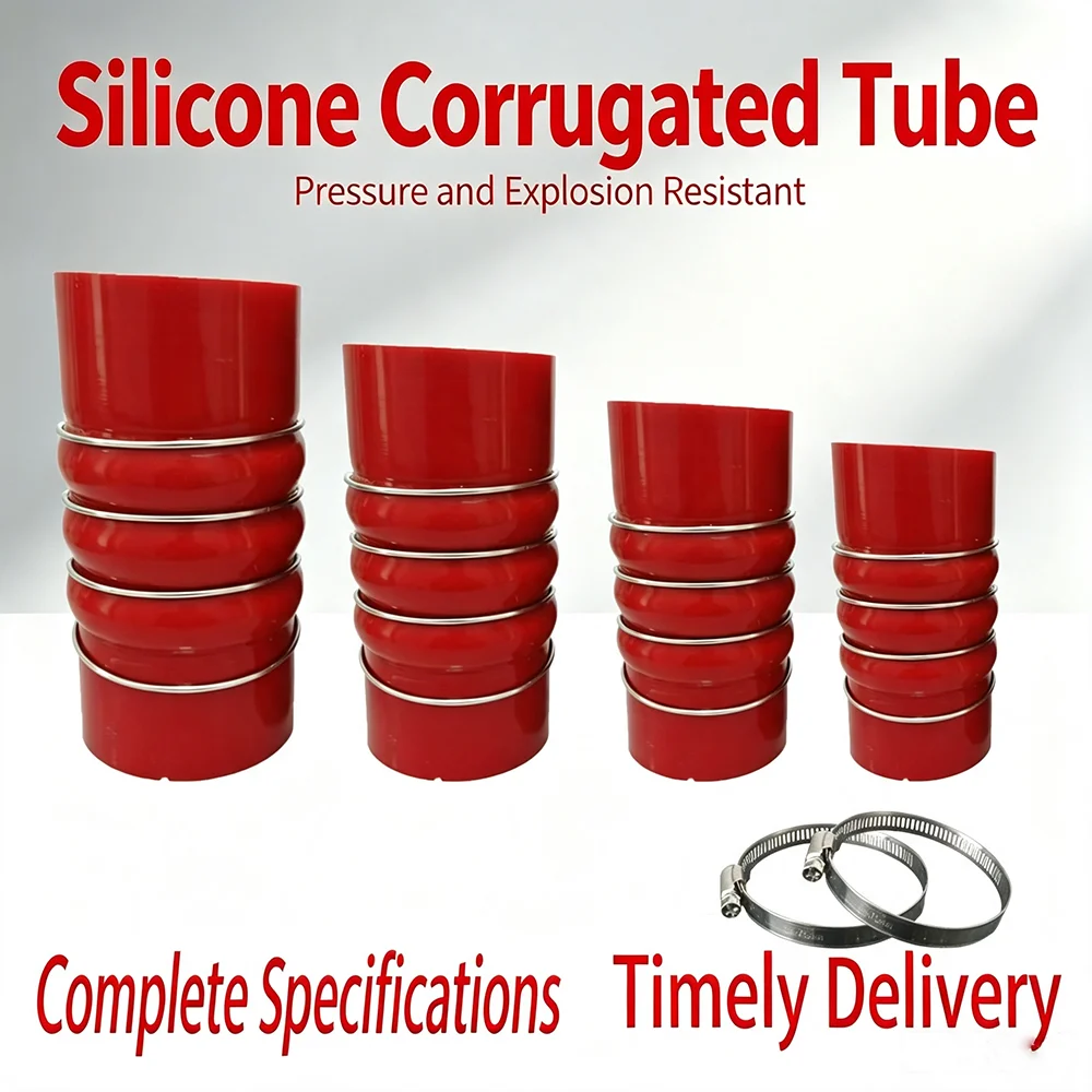 Universal Automotive Silicone Hose with Steel Wire Corrugated Design for Air/Water Cooling Pipe with Cloth Clip