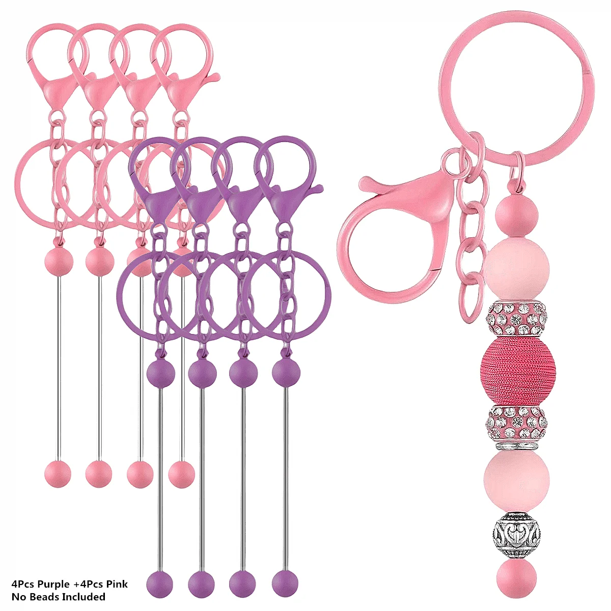 8pcs Beaded Keychain Strips Beaded Blank DIY Beaded Strip Keychain Kit DIY Keychain Accessories for Women Men DIY Crafts