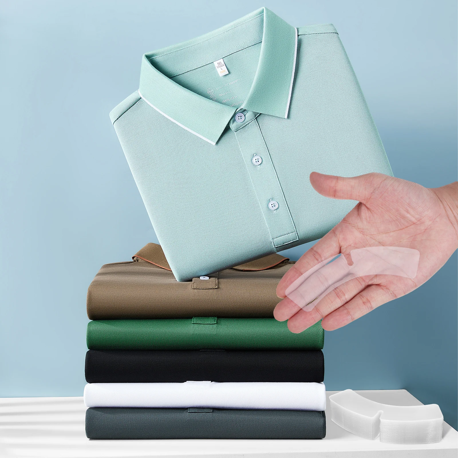 100 قطعة يبقى الرجال فستان قميص المشكل دعم البلاستيك يبقى فستان رجالي قمصان قميص طوق إدراج رجالي طوق واضح