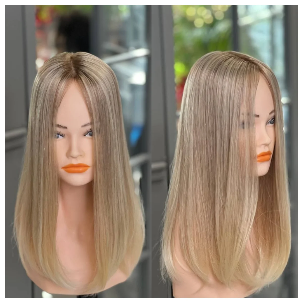Blonde Short Bob Wig 13x4 Lace Front with Highlights Straight Synthetic Hair for Women Dark Roots Glueless Cosplay Wig