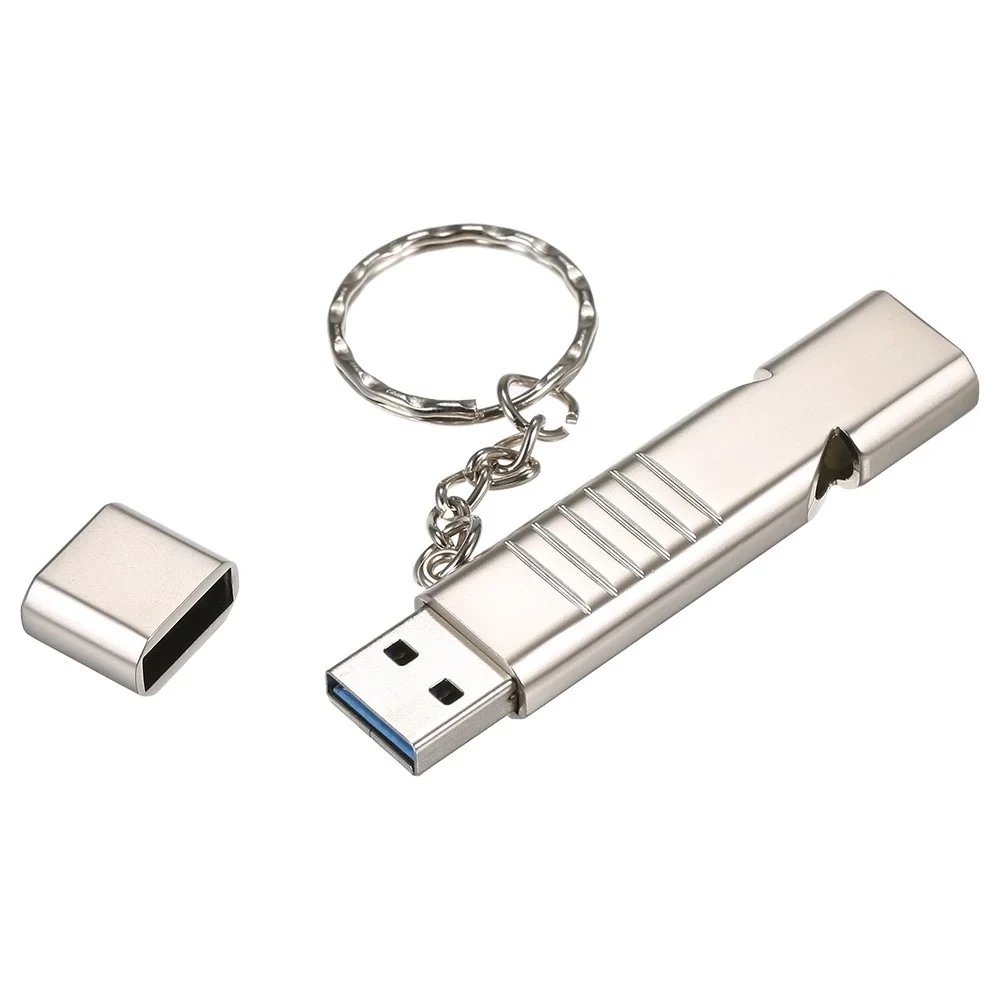 USB3.0 U Disk Whistle USB Flash Drive 32GB 2-in-1 Design Portable U Disk Zinc Alloy Material