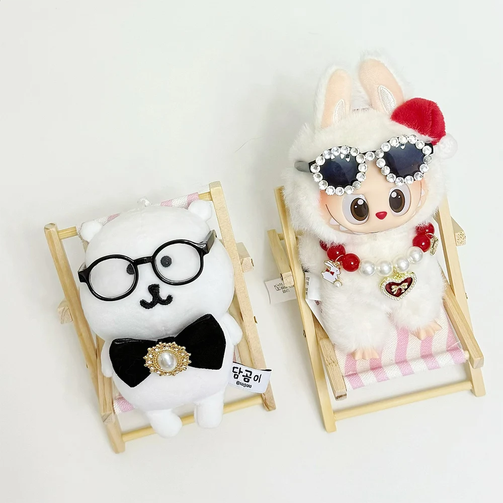 

Для 17 см куклы Лабубу ручной работы жемчужное агатовое ожерелье аксессуары для очков для Labubu жемчужное ожерелье аксессуары