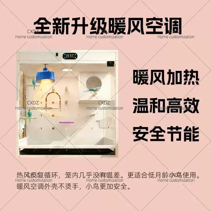 Insulated Bird Cage for Parrots Heating Constant Temperature Winter Bird Villa Breeding Cage for Sun Conure Monk Parakeet